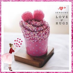 Cupcake Pom Pom Socks in Strawberry Cheesecake, One Size Fits Most
